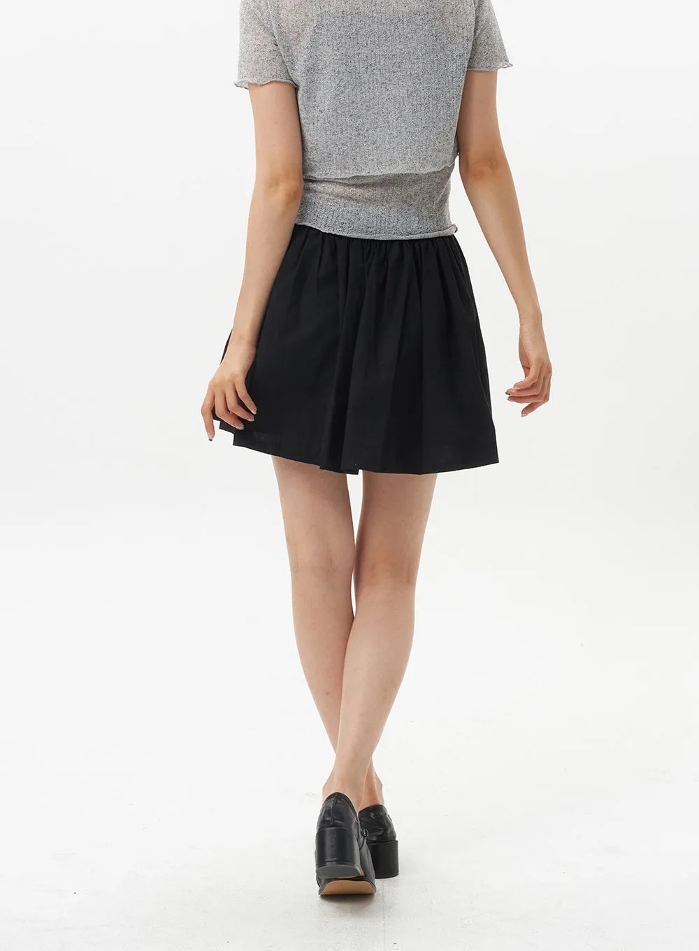 A-Line Cotton Mini Skirt OU328