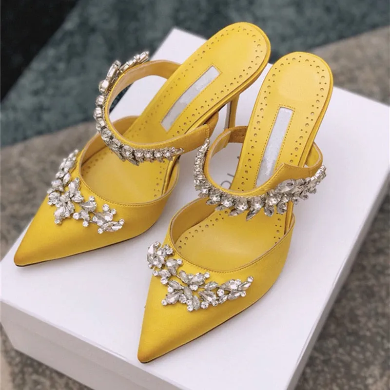 Amozae- 2024 European And American New Style Ladies Sandals, High Heels With Diamond Decoration