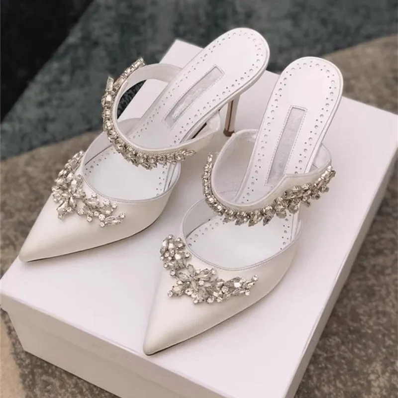 Amozae- 2024 European And American New Style Ladies Sandals, High Heels With Diamond Decoration