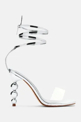 Amozae-All That Spice Wrap Up Heeled Sandals - Silver