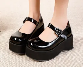 Amozae- Brand New Female 2024 Spring Platform Pumps Wedges High Heels Buckle Pumps Women Lolita Gothic Concise Shoes Woman