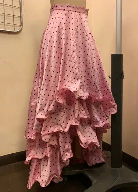 Aqsa Polka Dot Satin Tiered Lehenga Fit Sample