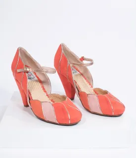 Bettie Page 1950s Peach Pink Suede Kathryn Heels