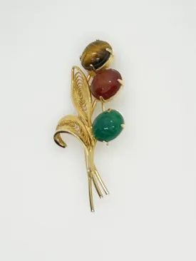 Burt Cassell 1/20th 12K Semi Precious Scarab Brooch