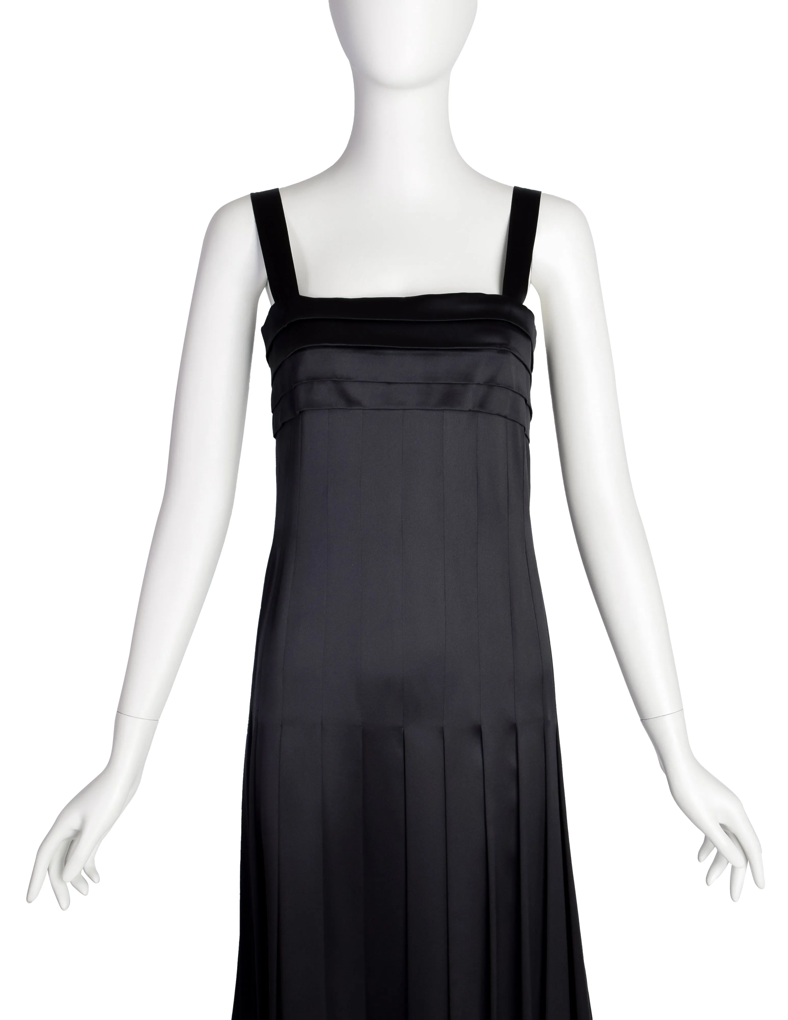 Chanel Vintage SS 2005 Black Pleated Silk Charmeuse Dress