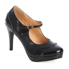 Classic Black Mary Jane Strap Vintage Platform Heels