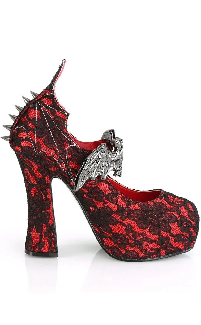 DEMON-18 Red Lace Mary Jane Heels (AU Stock)