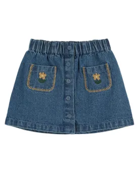 Emile et Ida Denim Embroidered Skirt