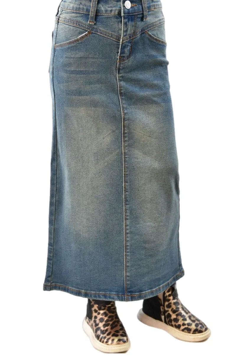 Girls Denim Skirt Style 89064 in Vintage Wash