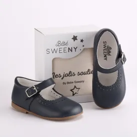 Girls Navy Leather Walker Shoes