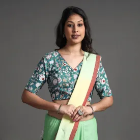 Green - Sanganeri Block Printed Cotton Stitched Blouse