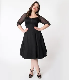 Retro Style Plus Size Black Charline Swing Dress