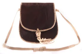 Small Dark brown Leather Cross Body Handbag with Tassel