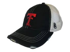 Texas Tech Red Raiders Retro Brand Black Vintage Worn Mesh Back Snapback Hat Cap