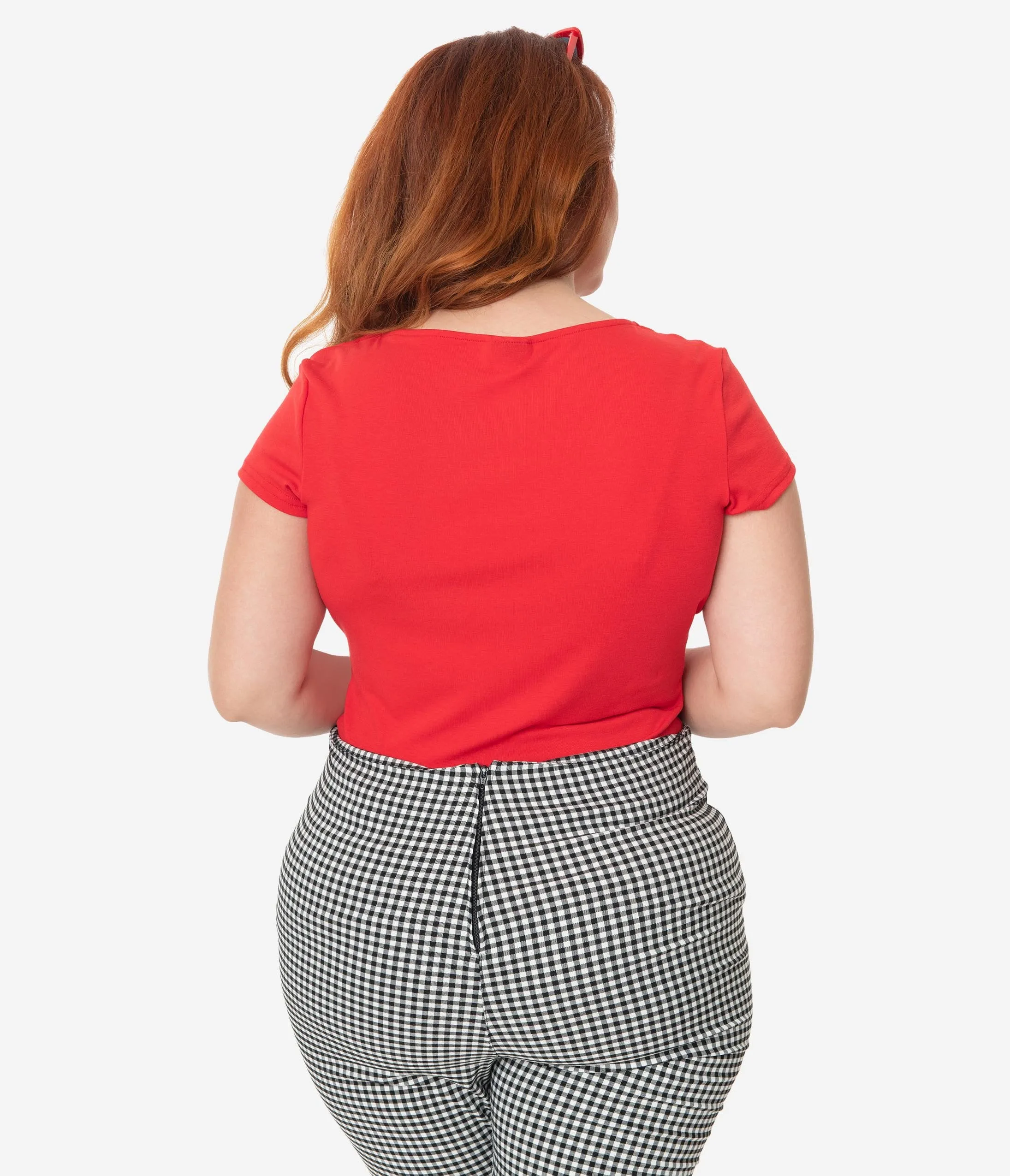 Unique Vintage Plus Size 1950s Style Red Sweetheart Rosemary Top