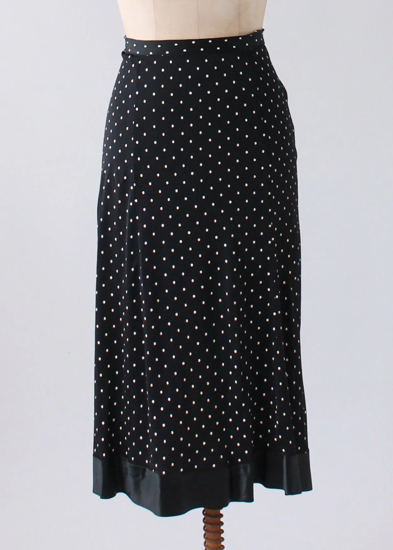 Vintage 1930s Black Polka Dot Rayon Jersey Suit Dress