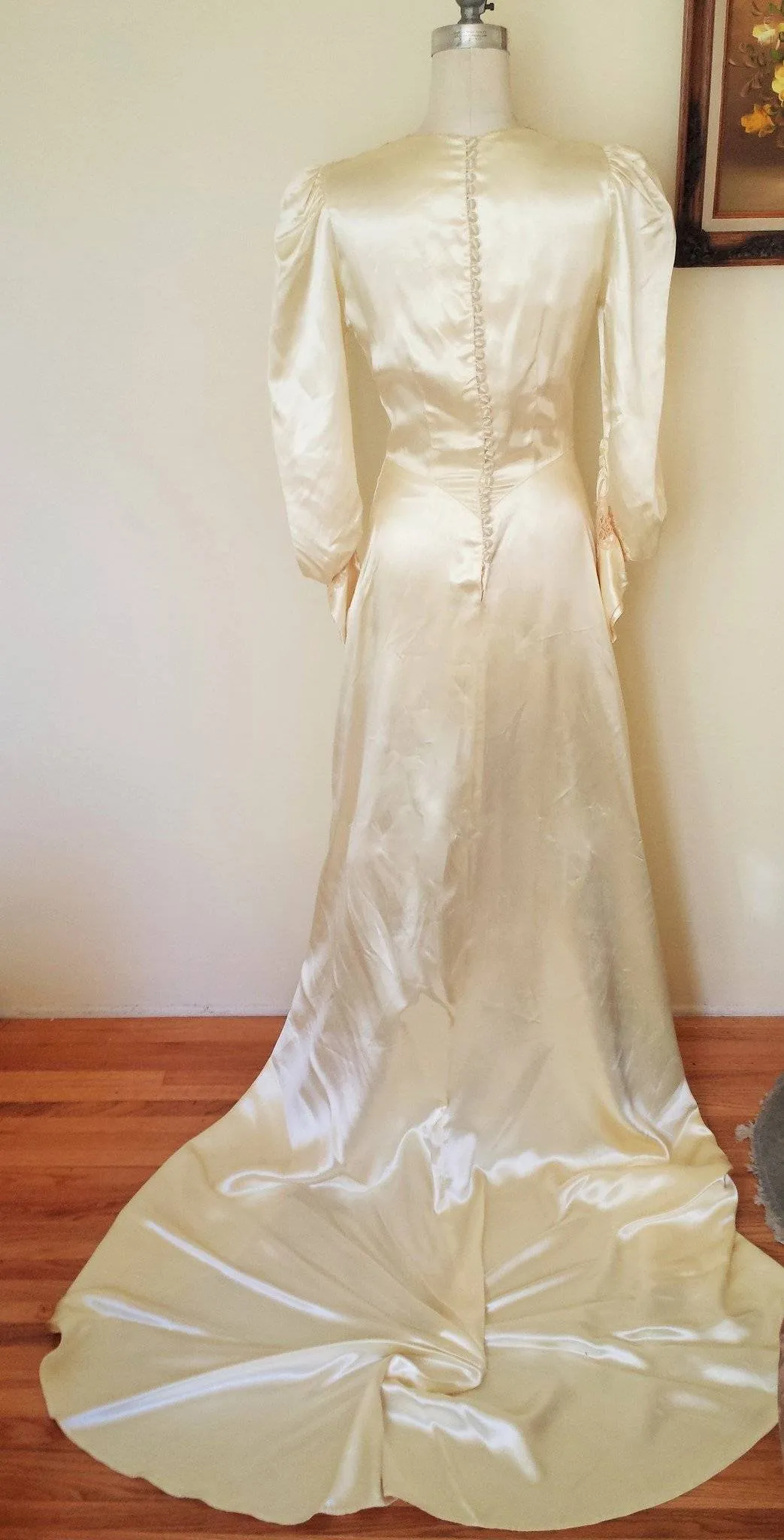 Vintage 1930's Ivory Satin Wedding Gown