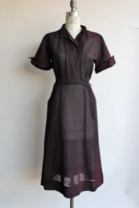 Vintage 1940s Mynette Black Nylon Dress With Pockets