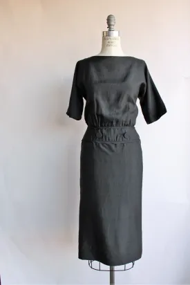 Vintage 1950s 1960s Black Silk Dress by Carl Naftal