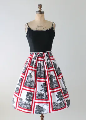 Vintage 1950s On the Hunt Novelty Print Sundress