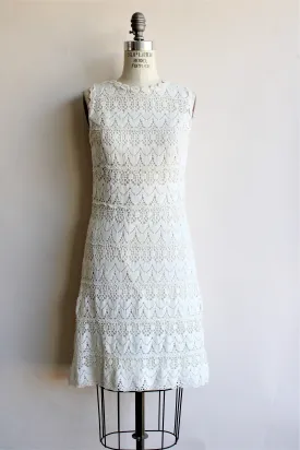 Vintage 1960s Crochet Dress in Winter White