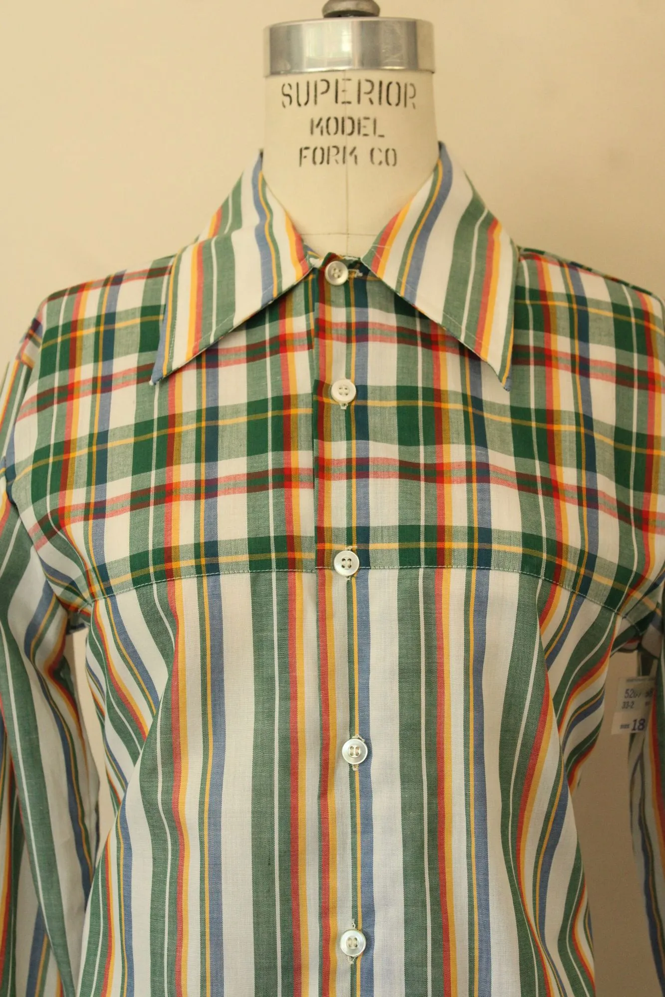 Vintage 1970s NWT Deadstock Montgomery Ward Plaid and Stripe Shirt