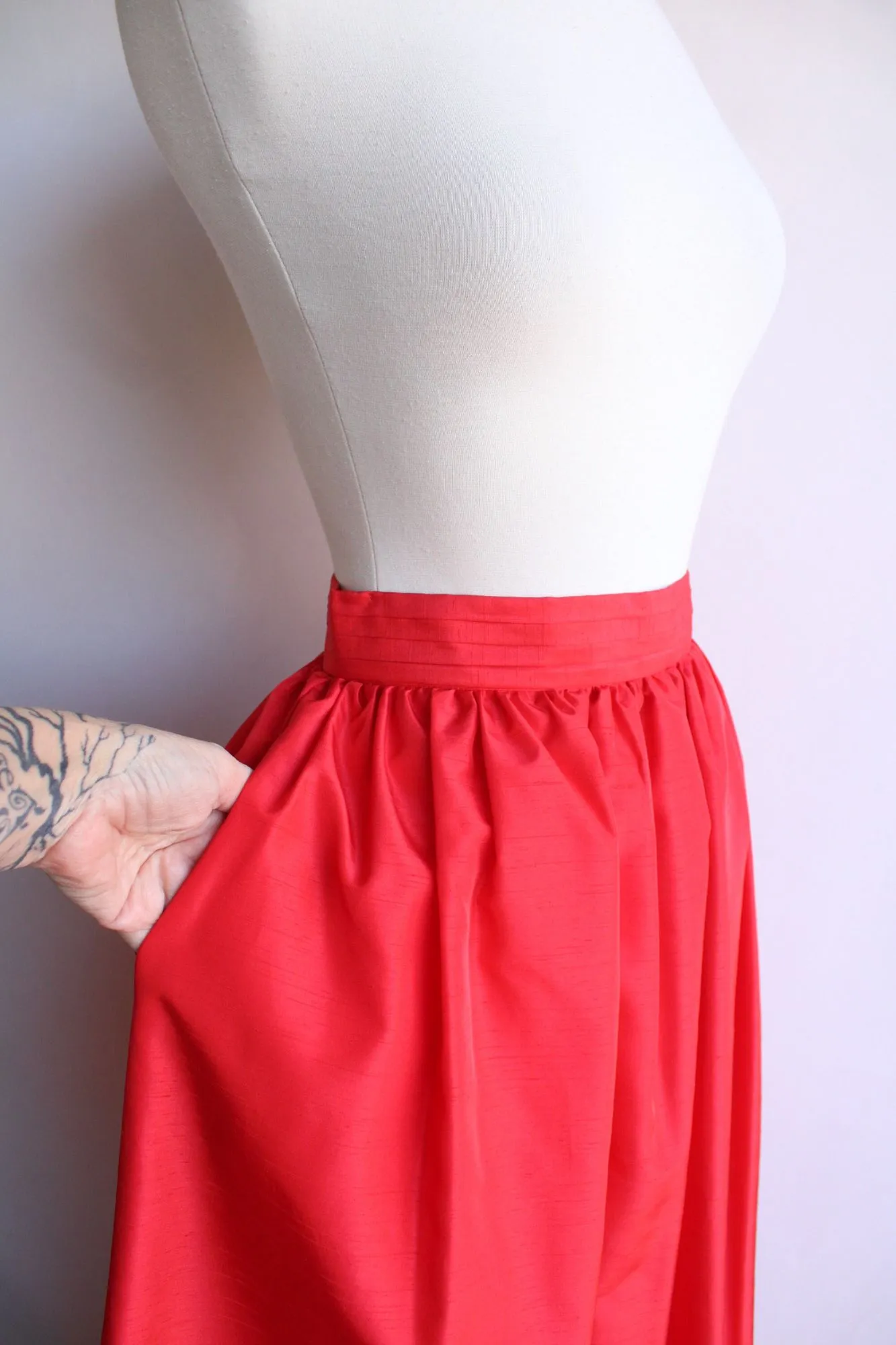 Vintage 1970s Red Maxi Skirt with Pocket