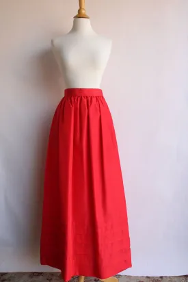 Vintage 1970s Red Maxi Skirt with Pocket