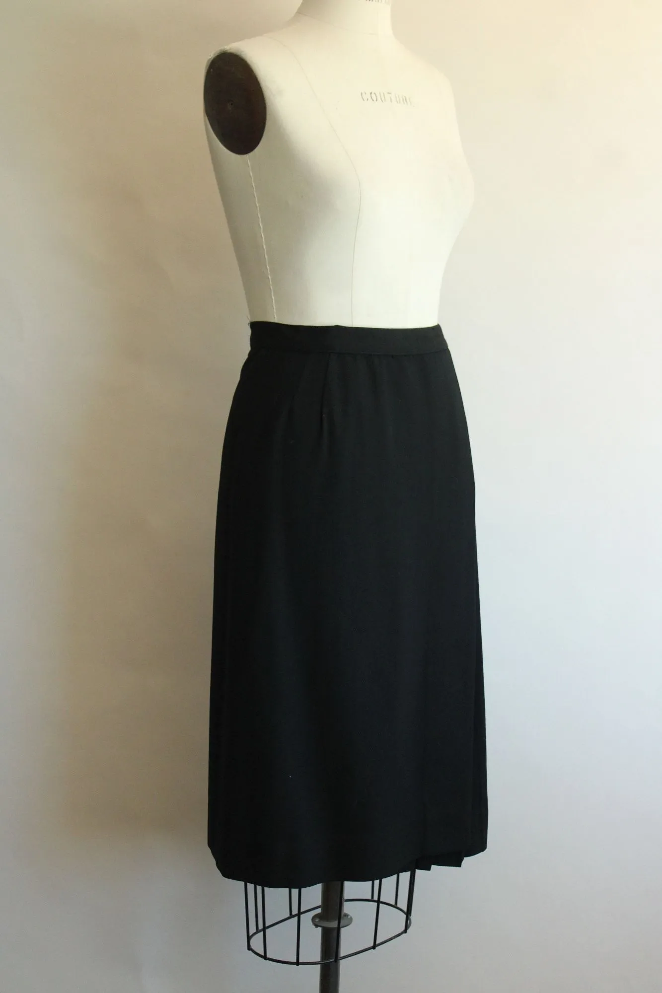 Vintage 1990s Evan Picone Black Wool Skirt