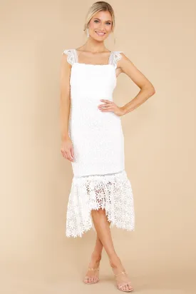 Vintage Beauty White Lace Midi Dress