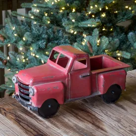 Vintage Red Metal Pick-Up Truck