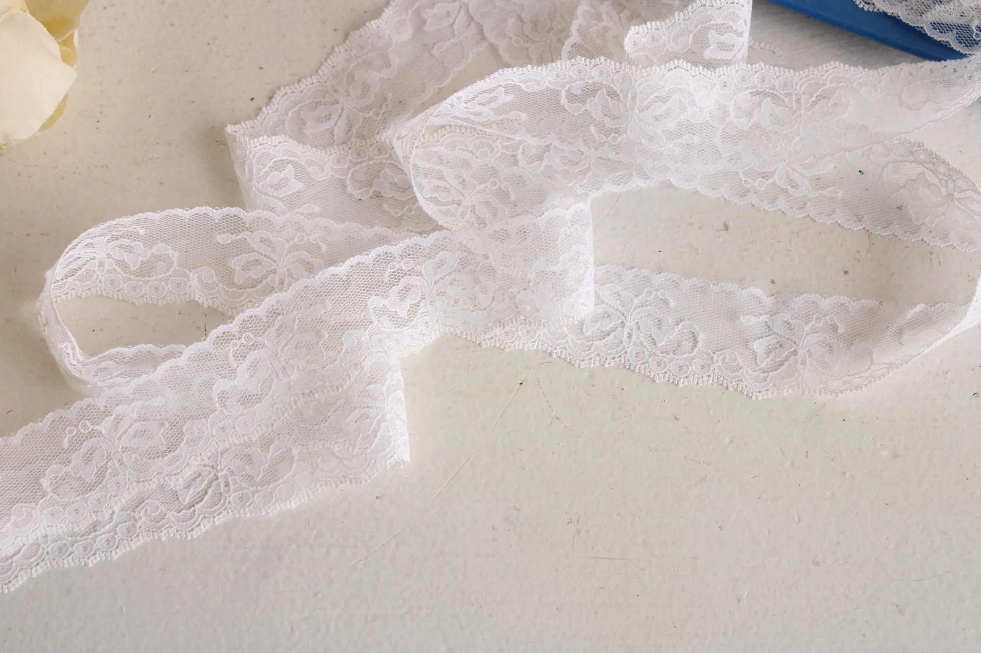 Vintage White Lace Trim, 3 Yards, 1.25" wide, Nylon, Sewing Supply