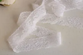 Vintage White Lace Trim, 3 Yards, 1.25" wide, Nylon, Sewing Supply